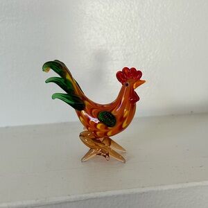 HAND BLOWN ART GLASS MINIATURE ROOSTER